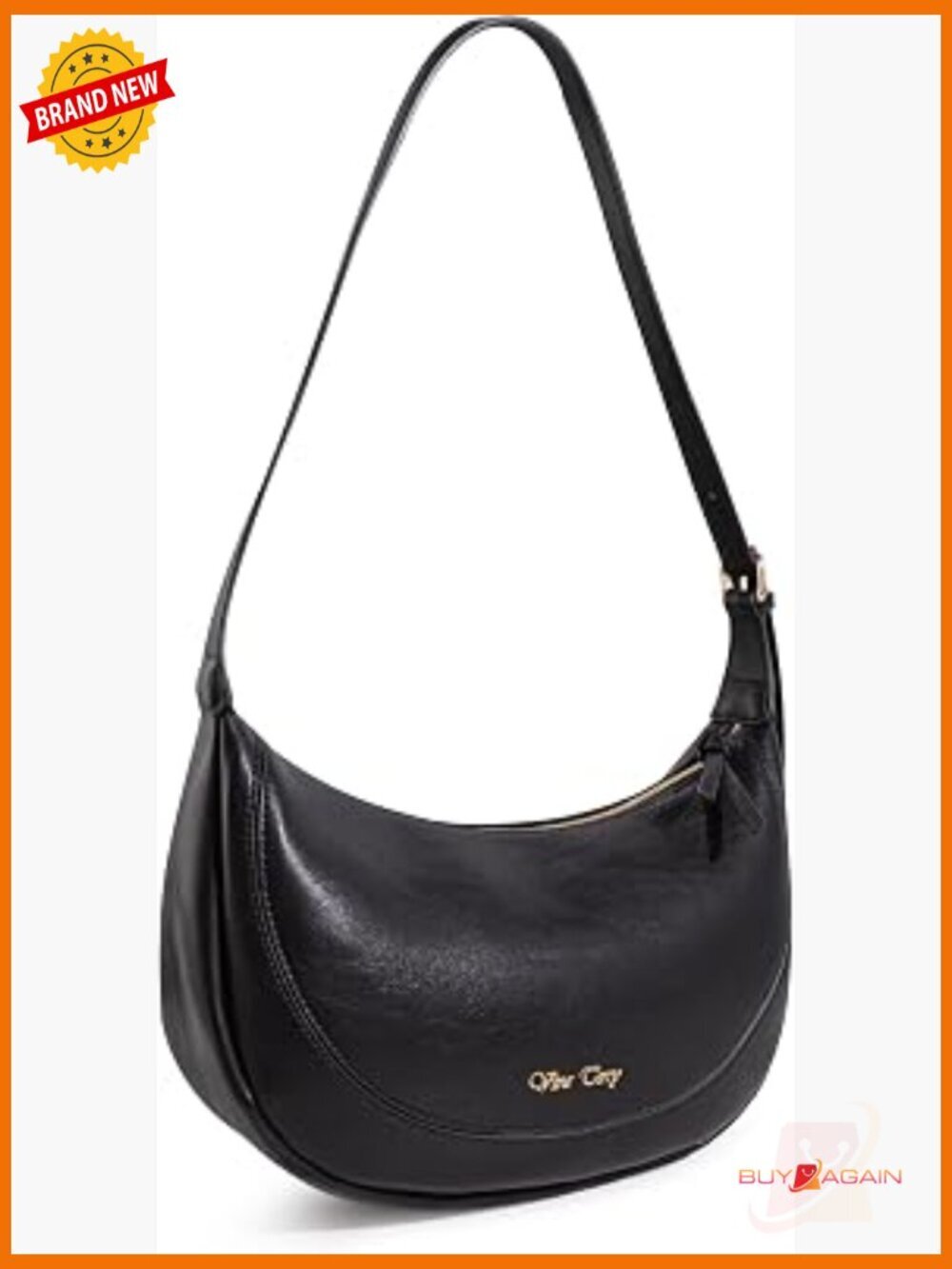 Vegan Leather Crescent Hobo Bag Crossbody Purse with Adjustable Strap